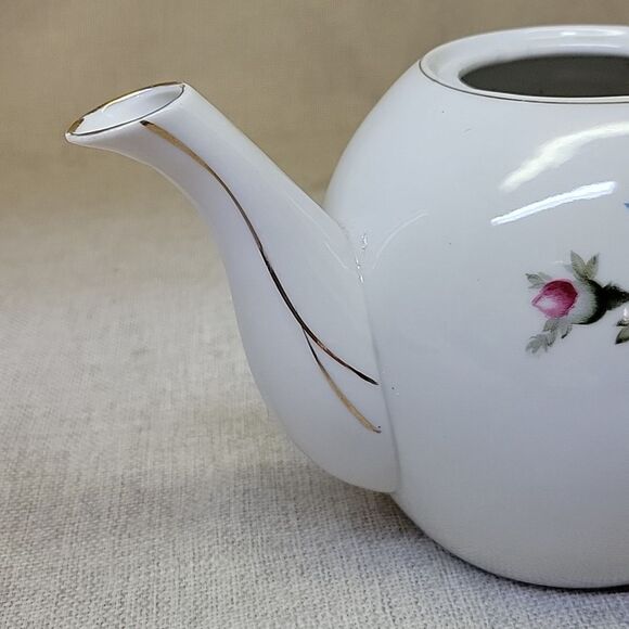 Vintage Fred Roberts Company Floral Porcelain Teapot 4 Saucers - Picture 5 of 9